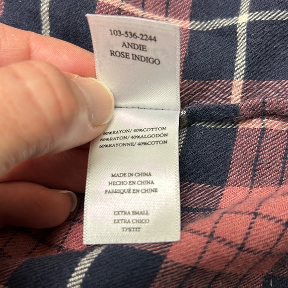 Rails Andie Button Down Shirt In Rose Indigo‎ Plaid Ruffle Collar Casual XS - Picture 15 of 17